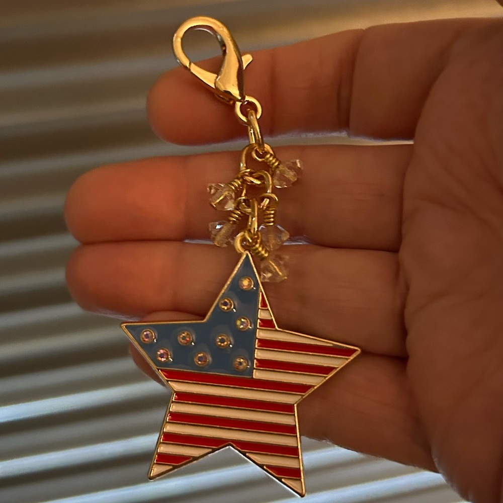 Patriotic Star Bag Charm AB Beads